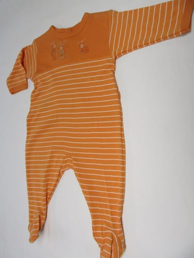 petit bateau , pyjama , katoen , orange, streepje , 3 maand  60