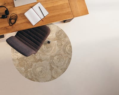 Coloray Vloerbeschermer - Rozen in reliëf Stoel Mat - 100x100 cm - Geel Bureaustoelmat - Vloerbeschermer Vinyl - Mótif Bureaustoelmat - Ronde Mat - Texturen Thema
