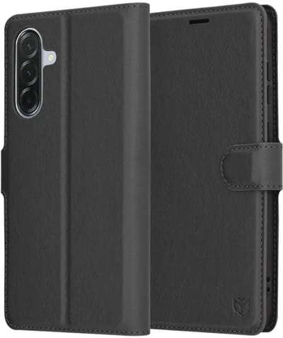 Hoesje geschikt voor Samsung Galaxy A56 - Techsuit Leather Folio Book Wallet Case - Zwart