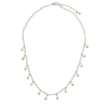 Behave - Ketting - Dames - Echte Zoetwaterparels - Wit - Zilverkleurig - 52.50 cm
