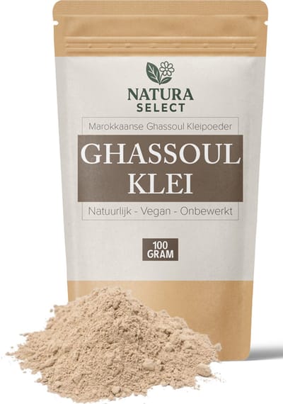 Ghassoul Klei 100g – 100% Natuurlijk – Marokkaanse Rhassoul – Geschikt voor Gezichtsmaskers, Haar & Huid – Premium Klei Poeder