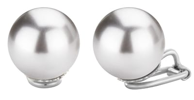 Traveller Clip Oorbellen - Oorclips Dames - Pareloorclips - Zilverkleurig - Parels ø 14 mm - Grijs - Geplatineerd - 710114