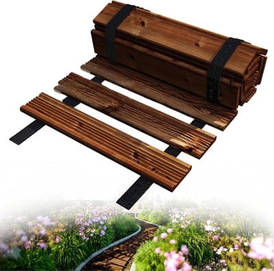 Floranica Tuinpad rolweg 30 x 600 cm Bruin lengte in lopende meters in te korten larikshout Uitrolbaar houten pad tuindecoratie