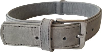 KARLIE Buffalo Denim Halsband / Hondenhalsband - Kalfsleder - Gevoerd - Smoke Blue - Breedte: 4 cm - Nekomtrek: 57 - 66 cm (GELIEVE ALVORENS BESTELLEN OPMETEN)