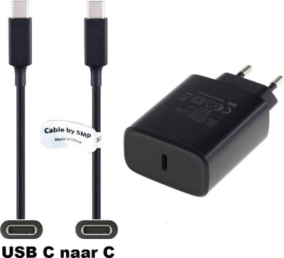 OneOne 20W snellader + 0,5m sterke USB C naar C kabel. PD lader. Oplader adapter past op Sony WH-1000XM5