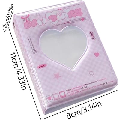 Classeur de cartes photo Heart Hollow pour photos d'idoles, livre de collection résistant à l'eau rose