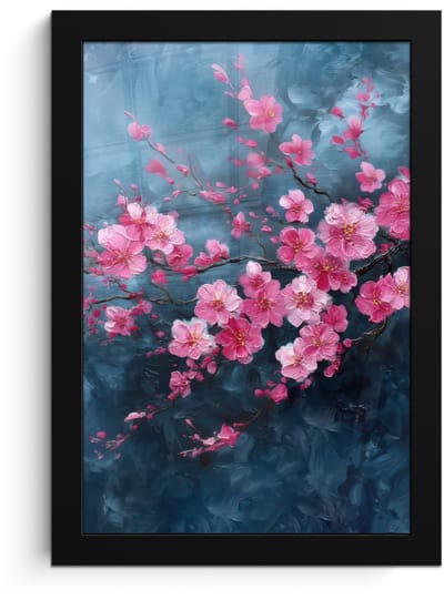 Poster in lijst - Fotolijst 20x30 cm - Posters - Bloem - Bloesems - Roze - Abstract - Posterlijst zwart - Decoratie - Wanddecoratie woonkamer - Muurdecoratie slaapkamer