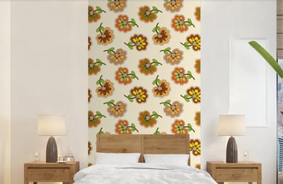Behang - Fotobehang Design - Bloemen - Retro - Vintage - Breedte 120 cm x hoogte 240 cm