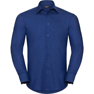 Russell Collection Heren Oxford Easy-Care Getailleerde Overhemd met Lange Mouwen (Helder Koningsblauw)