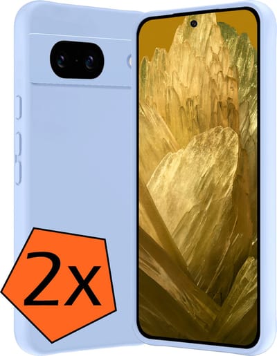 Hoes - 2 Stuks - Geschikt voor Google Pixel 8a - Sterk & Shockproof - Case Siliconen - Back Cover - Telefoon Hoes - Lichtblauw