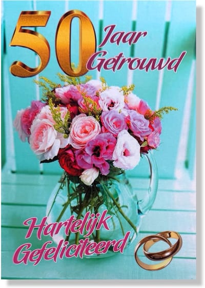 50 jaar Getrouwd! Luxe huwelijk wenskaart 50 jarig jubilieum - 12x17cm - Gevouwen kaart inclusief envelop - Huwelijkskaart'