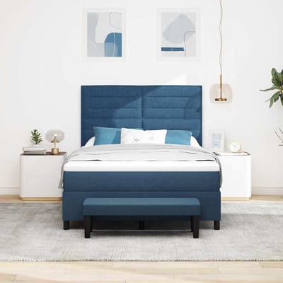 vidaXL - Boxspring - bed - met - hoofdeinde - Blauw - 140 - x - 190 - cm - Stof