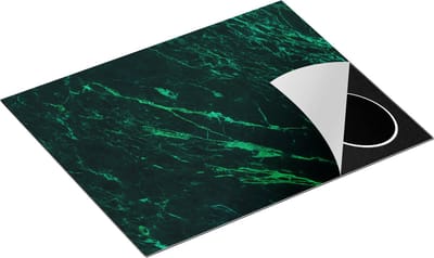 Chefcare Inductie Beschermer Donker Groene Marmer - Groen - 65x50 cm - Afdekplaat Inductie - Kookplaat Beschermer - Inductie Mat
