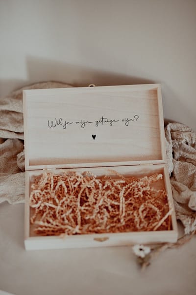 BolleToet - XL Houten kistje hartje - wil je mijn getuige zijn? - bruiloft - wedding deco