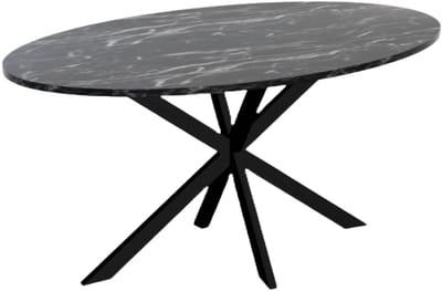 Eettafel ovaal 160cm Jovi marmer zwart ovale tafel MDF eetkamertafel