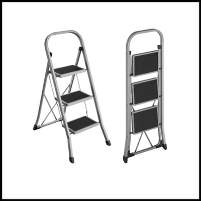 3-Traps Opvouwbare Ladder - Anti-Slip Rubber Treden - Stalen Constructie - Ruimtebesparend en Draagbaar