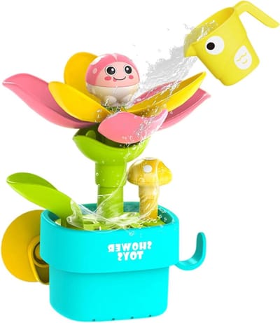 Kinder badspeelgoed - Bloemen gieter - Waterpret stimuleren - Zuignap bevestiging - 22 x 18 x 9 cm - Roze