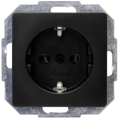 Matzwart Geaard Stopcontact - Hoogwaardige 1-voudige Inbouwcontactdoos IP20, 16A, Stylish Design