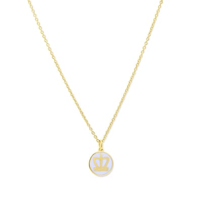New Bling 9LA-20030 Zilveren Ketting met Hangertje - Kroontje - 10,8mm Doorsnee - 39+3+4cm - Zilver - Verguld/Goud op Zilver
