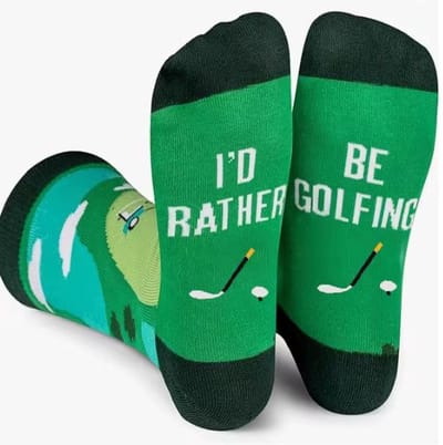 SilverAndCoco - Ik ga liever Golfen Sokken / Gekke Vrolijke Foute Kleding / Leuke Grappige Happy Dikke Heren Man Socks / Huissokken Verjaardag Geschenk Sok Outfit Katoen / Mannen Sinterklaas Schoen Kerst cadeau - I Rather go Golfing