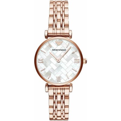 Montre pour femme Emporio Armani AR11110 Gianni à barrette T Ton Or Rose 32mm rose vif