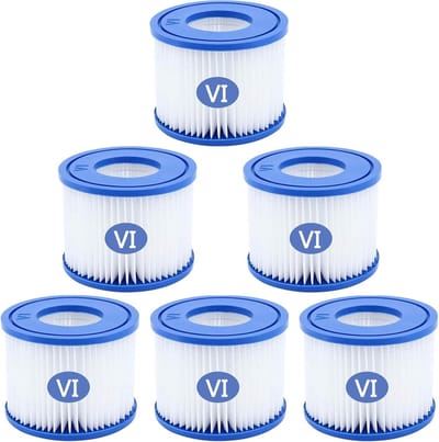 Filterpatronen voor Zwembad Type VI - Vervangingsfilters voor Bestway en Lay Z Spa, Geschikt voor MSPA Whirlpool en Miami Hawaii Vegas Monaco Palm Springs, 6 Stuks