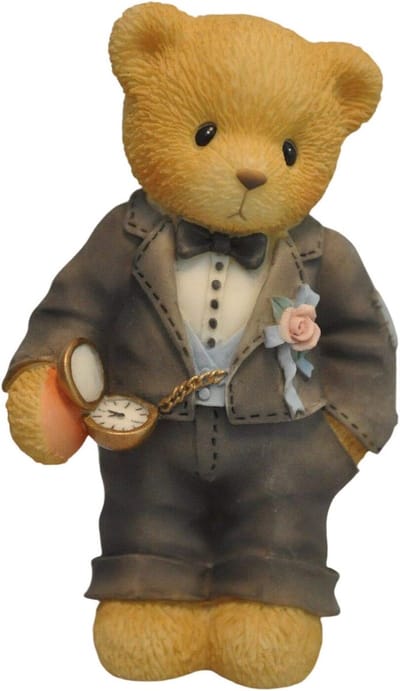 Gekoesterde Teddies Beeldje - Bruidspaar Figuur - Cadeau Vieren - Handgeschilderd Detail - 9x9x9 cm - Multicolor
