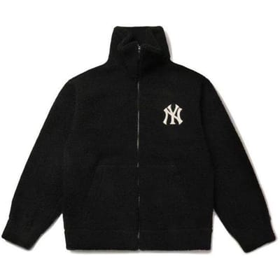 MLB Dumble New York Yankees Lamswol Fleece Ritskraag Jas Uniseks jassen Zwart 31JPF3111-50L S gray
