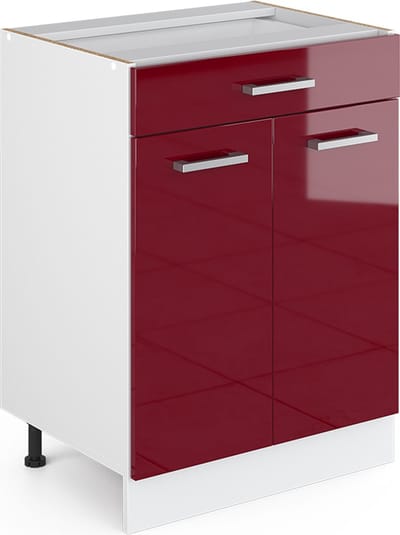 Vicco R-Line Universele onderkast – 60 cm met laden, zonder werkblad Bordeauxrode hoogglans