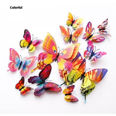 Nieuwe 12 Stuks Dubbellaags 3D Vlinder Muurstickers Huis Kamer Decoratie Vlinders Voor Bruiloft Decoratie Magneet Koelkast Stickers