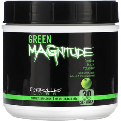 Controlled Labs, Green Magnitude, Volumisateur de Matrice de Créatine, Saveur Pomme Verte Acide, 11,8 oz (336 g)