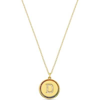 Luxenter Ketting met veelkleurige zirkonia, afgewerkt in 18-karaats geelgoud - Alphabet