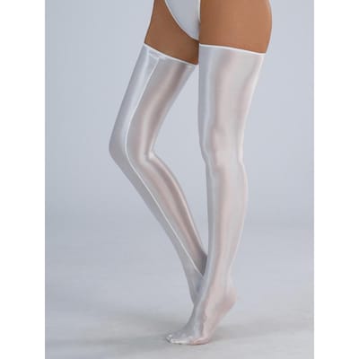 Sexy Dames Olie Glanzend Hoge Kousen Satijn Glad Vintage Strak Vormgevende Kousen Over de Knie Danskleding Snoepkleur One Size gray