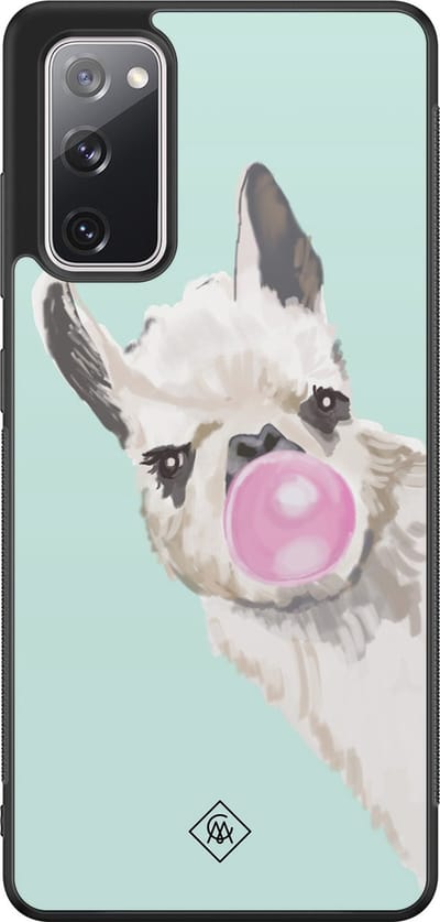 Casimoda® hoesje - Geschikt voor Samsung Galaxy S20 FE - Retro Lama - Zwart TPU Backcover - Geen opdruk - Blauw