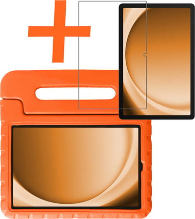 Hoesje - Geschikt voor Samsung Galaxy Tab A9 - Met Screenprotector - Kinderhoes Shockproof Bumper - Kidsproof Case - Tablet Hoes - Kinder Hoes Cover - Oranje