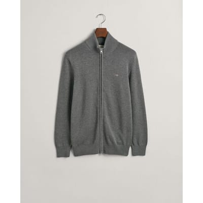 Gant Vest Casual Cotton Zip Cardigan Dark Grey Melange / male