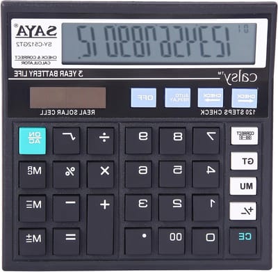 Basis Rekenmachine - Desktop Calculator - Kantoorwerk - Ergonomisch Ontwerp - 165 x 14 x 25 cm - Grijs