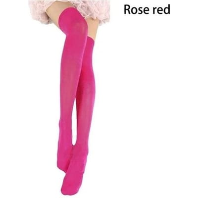 Chaussettes longues Sexy pour femmes, couleur unie, noir, blanc, au-dessus du genou, cuisses hautes, bas Lolita pour dames et filles, chaussettes chaudes One Size pink
