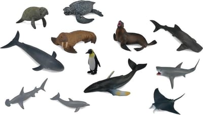 COLLECTA Figurine Mini Set - 12 Zeedieren - Zeedieren - Handgeschilderd - Miniatuur