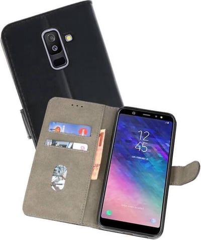 Hoesje Geschikt voor Samsung Galaxy A6 Plus 2018 - Kaarthouder Book Case Telefoonhoesje - Zwart