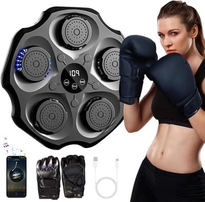 Muziek Boksmachine met Bluetooth, hangende trainingsapparatuur, inclusief bokshandschoenen voor thuistraining en fitness