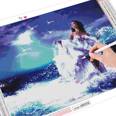Peinture diamant 5D pour femme, point de croix, broderie artistique complète en diamant rond 20X30CM blue