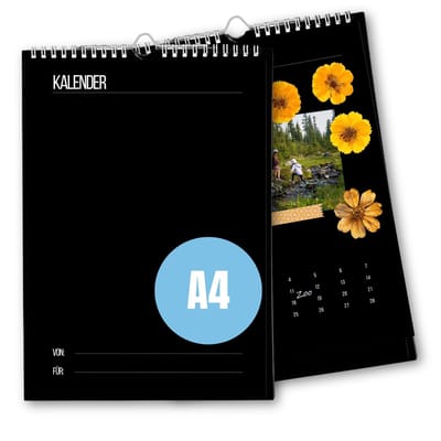 Dailygoods- Knutselkalender A4 - Eenvoudige Doe-Het-Zelf Kalender - 12 Stevige Bladen - Spiraalbinding met Hanger - Jaaronafhankelijk - Jaarkalender