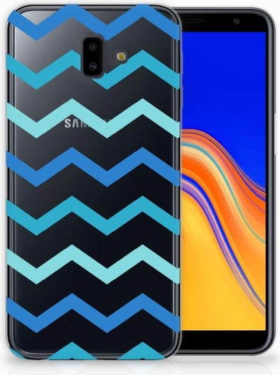 Samsung Galaxy J6 Plus (2018) TPU bumper Zigzag Blauw