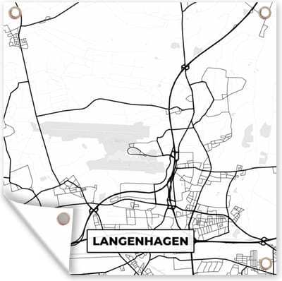 Tuin poster Stadskaart - Kaart - Langenhagen - Plattegrond - 200x200 cm - Tuindoek