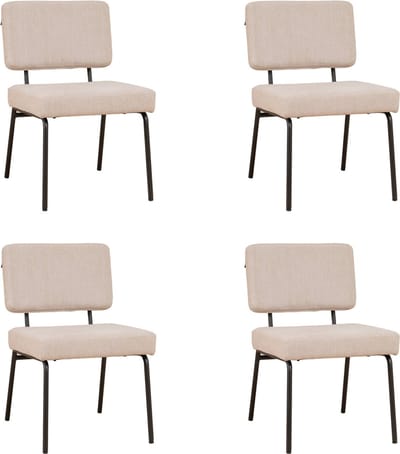 Bronx71® Scandinavische eetkamerstoel Espen beige gerecyclede stof - Eetkamerstoelen set van 4 - stoel