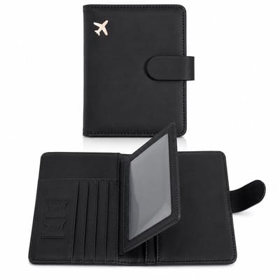 Consumerce® PU-Leren Paspoort Hoesje – Zwart – Paspoorthoes – Travel Wallet – Reisdocumenten Cover – Paspoorthouder – Organizer – Paspoorthoezen – Tasje – Reisportemonnee – Reisportefeuille - Organiser