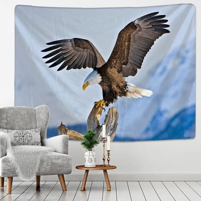 Adelaar Vliegend Wandkleed Wandhanger Blauwe Lucht Witte Wolken Strandmat Reismatras Klein Fris Boheems Huisdecor 95x70CM