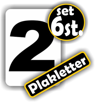 Jerma - Plakcijfers nr. - 2 - Sticker - set 6 st. - 7 x 5 cm - Zelfklevend - Vinyl - Weerbestendig