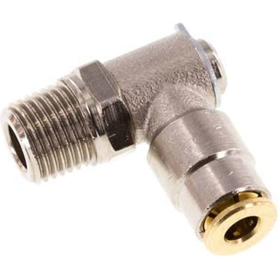 4mm x M 10 x 1 (conical) 90 graden L-verbinding Messing Insteekfitting Buitendraad DraaibaarHoge Druk NBR